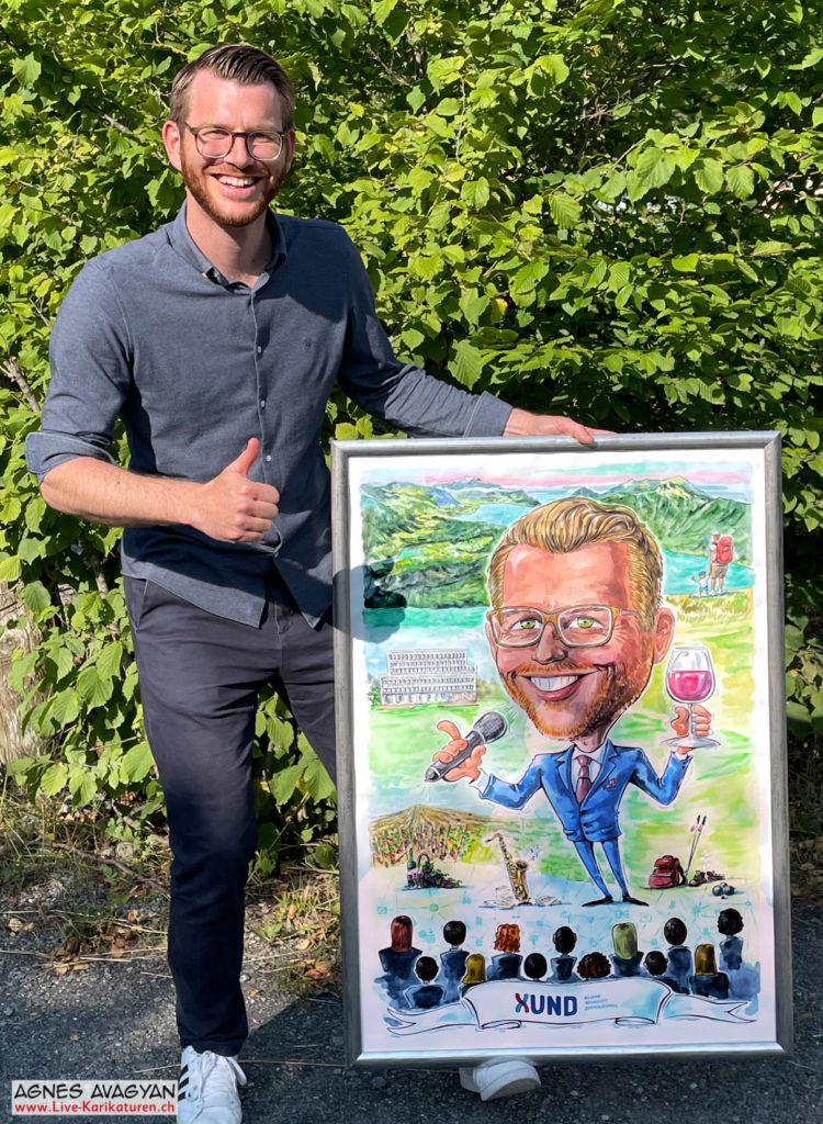 Cartoongemälde Agnes Karikaturen Bild ab Foto gemalt: XUND