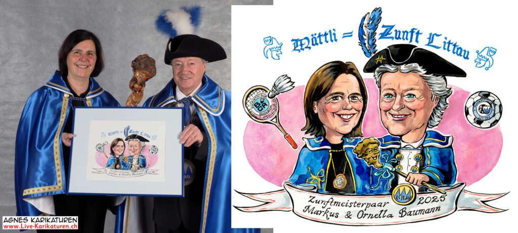 Cartoongemälde Agnes Karikaturen Bild ab Foto gemalt: Mättlizunft Littau