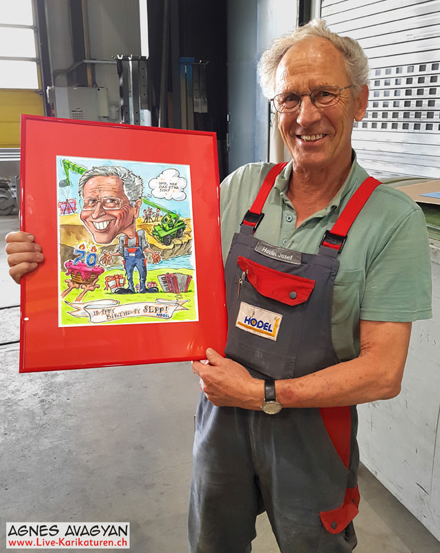 Cartoongemälde Agnes Karikaturen Bild ab Foto gemalt: Hodel Sepp