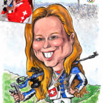 Cartoongemälde Agnes Karikaturen Bild ab Foto gemalt: Schützenkönigin Nina Christen, Tokyo 2020, Wolfenschiessen Nidwalden