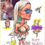 Cartoongemälde Agnes Karikaturen Bild ab Foto gemalt: Happy Birthday für die reiselustige Freundin, 26 Jahre