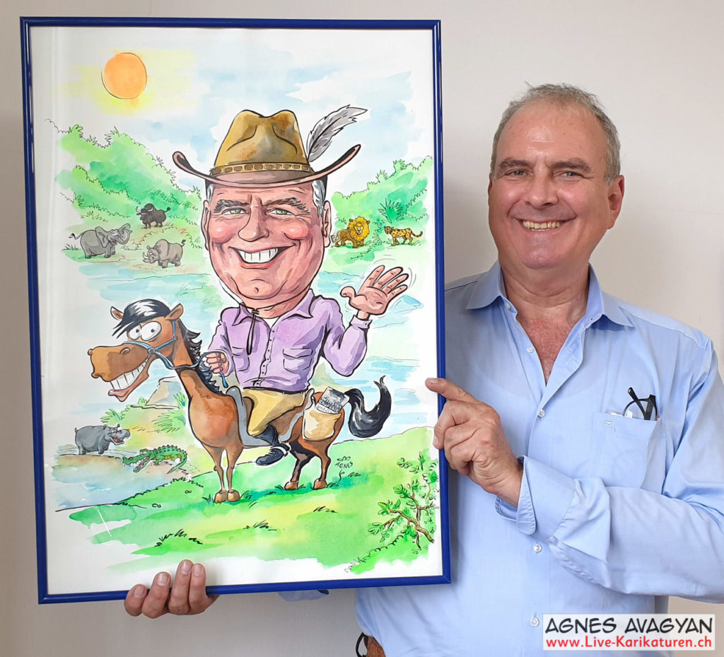 Cartoongemälde Agnes Karikaturen Bild ab Foto gemalt: Schriftsteller Werner Vogt