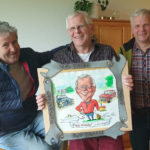 Cartoongemälde Agnes Karikaturen Bild ab Foto gemalt: Kriens Happy Birthday Mechaniker Peter