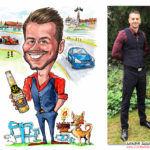 Cartoongemälde Agnes Karikaturen Bild ab Foto gemalt: junger Erwachsener, Auto