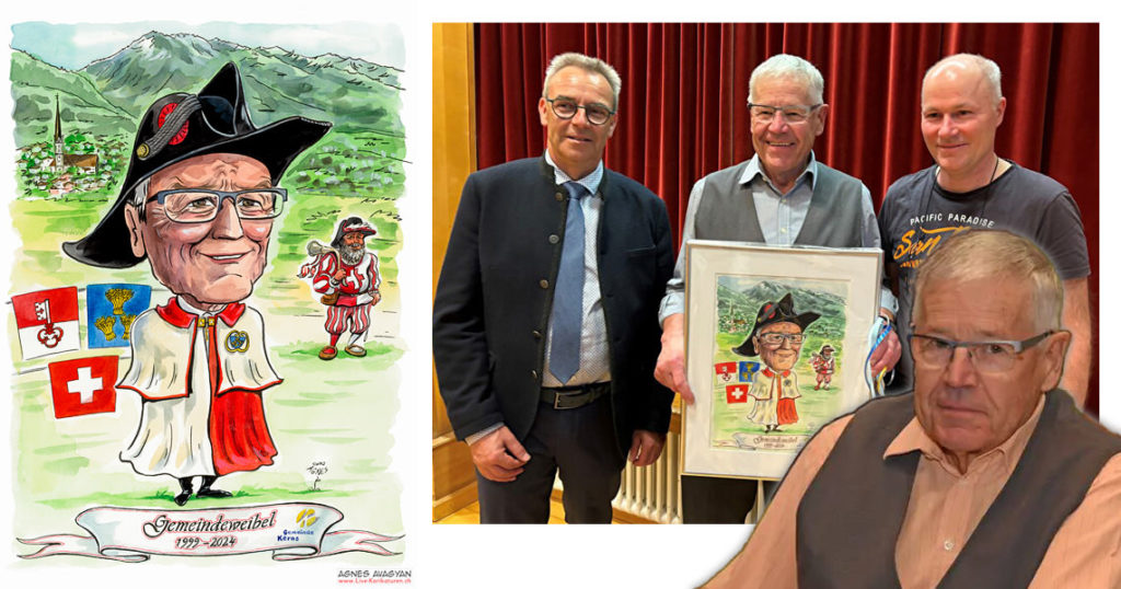 Cartoongemälde Agnes Karikaturen Bild ab Foto gemalt: Gemeindeweibel Gemeinde Kerns