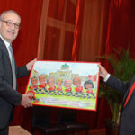 Cartoongemälde Agnes Karikaturen Bild ab Foto gemalt: Gesamtbundesrat, Parmelin, Tauziehverband, Weltmeister