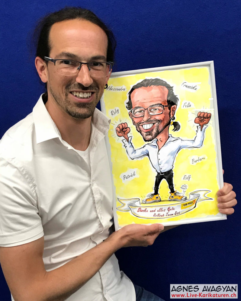 Cartoongemälde Agnes Karikaturen Bild ab Foto gemalt: Die Post